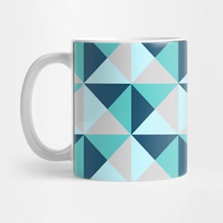 Blue Teal Grey Triangle Geometric Pattern Mug